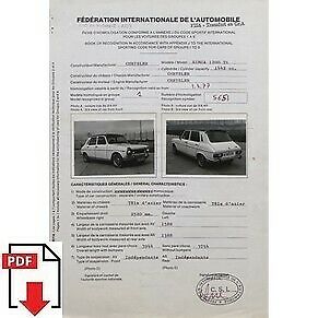 1977 Chrysler Simca 1200 Ti (Spain) FIA homologation form PDF download